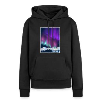 Aurores boréales - Sweat à capuche Premium bio Femme - noir - Devant - Julia (174cm)