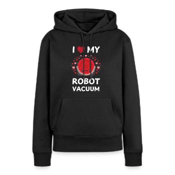 J’aime mon aspirateur robot aspirateur robot aspirateur - Sweat à capuche Premium bio Femme - noir - Devant - Julia (174cm)