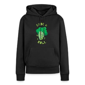 Broc´n´Roll Brokkoli Gesundes Gemüse - Frauen Premium Bio Hoodie - Schwarz - Vorne - Julia (174cm)