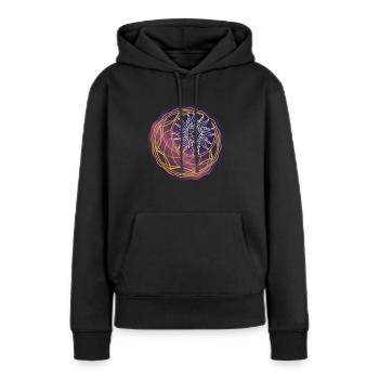 Universum Sonne und Mond - Frauen Premium Bio Hoodie - Schwarz - Vorne - Julia (174cm)