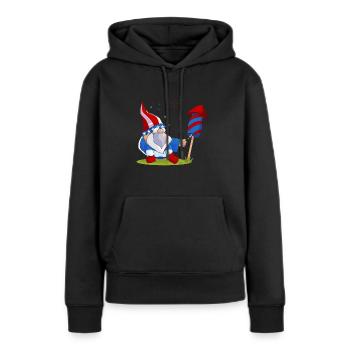 Liebenswerter Gnome Feuerwerk Amerika - Frauen Premium Bio Hoodie - Schwarz - Vorne - Julia (174cm)