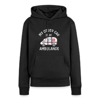 ambulanciers - Sweat à capuche Premium bio Femme - noir - Devant - Julia (174cm)