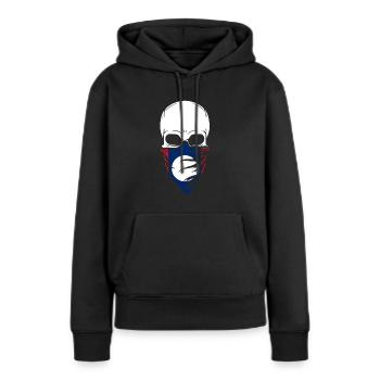 Laos Skull Thé - Laos - Sweat à capuche Premium bio Femme - noir - Devant - Julia (174cm)