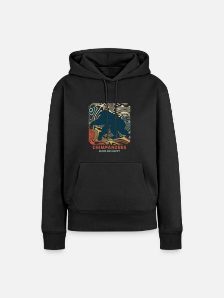Schimpanse - Frauen Premium Bio Hoodie - Schwarz