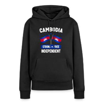 Cambodge - Sweat à capuche Premium bio Femme - noir - Devant - Julia (174cm)
