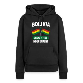 Bolivien - Frauen Premium Bio Hoodie - Schwarz - Vorne - Julia (174cm)