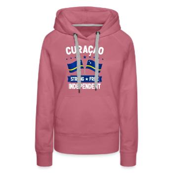 Curaçao - Frauen Premium Bio Hoodie - Malve - Vorne - Isabella (175cm)