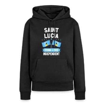 Sainte-Lucie - Sweat à capuche Premium bio Femme - noir - Devant - Julia (174cm)