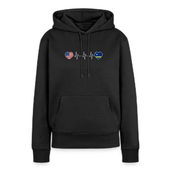 Curaçao - Frauen Premium Bio Hoodie - Schwarz - Vorne - Julia (174cm)