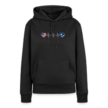Marshall (Îles) - Sweat à capuche Premium bio Femme - noir - Devant - Julia (174cm)