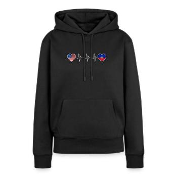 Haïti - Sweat à capuche Premium bio Femme - noir - Devant - Julia (174cm)