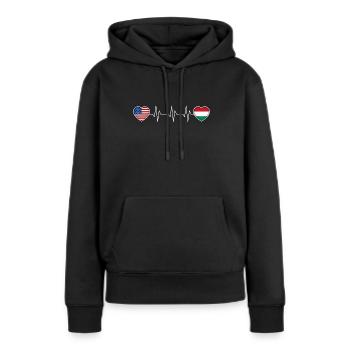 Hongrie - Sweat à capuche Premium bio Femme - noir - Devant - Julia (174cm)