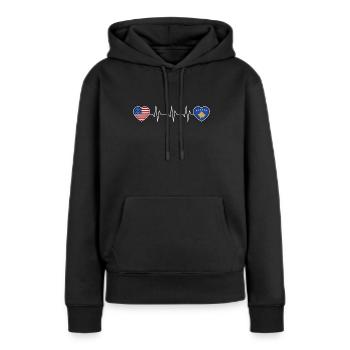 Kosovo - Frauen Premium Bio Hoodie - Schwarz - Vorne - Julia (174cm)