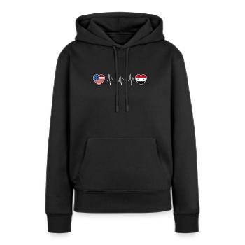 Syrie - Sweat à capuche Premium bio Femme - noir - Devant - Julia (174cm)