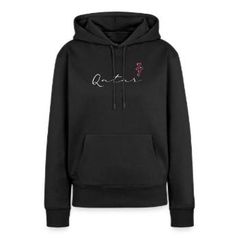 Qatar - Sweat à capuche Premium bio Femme - noir - Devant - Julia (174cm)