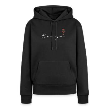 Kenya - Sweat à capuche Premium bio Femme - noir - Devant - Julia (174cm)