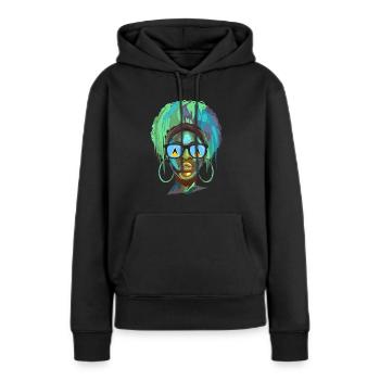 Sainte-Lucie - Sweat à capuche Premium bio Femme - noir - Devant - Julia (174cm)
