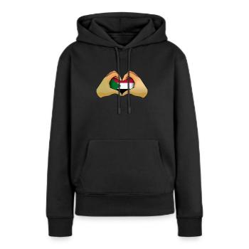 Soudan - Sweat à capuche Premium bio Femme - noir - Devant - Julia (174cm)