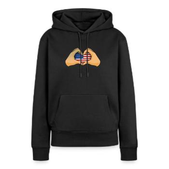 Amérique du Nord - Sweat à capuche Premium bio Femme - noir - Devant - Julia (174cm)