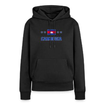 Cambodge - Sweat à capuche Premium bio Femme - noir - Devant - Julia (174cm)
