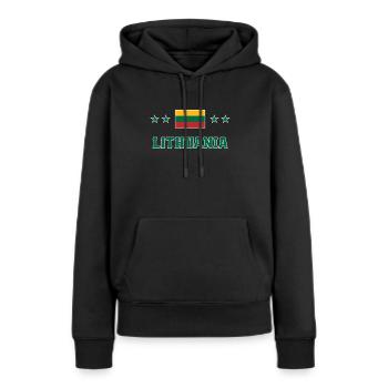 Lituanie - Sweat à capuche Premium bio Femme - noir - Devant - Julia (174cm)