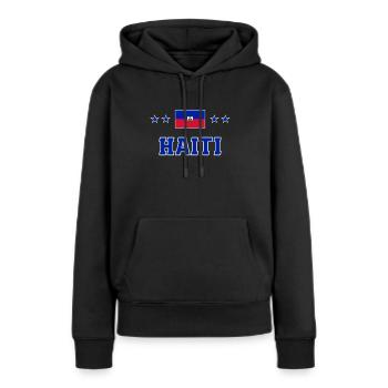 Haïti - Sweat à capuche Premium bio Femme - noir - Devant - Julia (174cm)