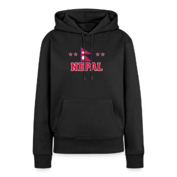 Népal - Sweat à capuche Premium bio Femme - noir - Devant - Julia (174cm)