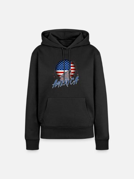 USA - Frauen Premium Bio Hoodie - Schwarz