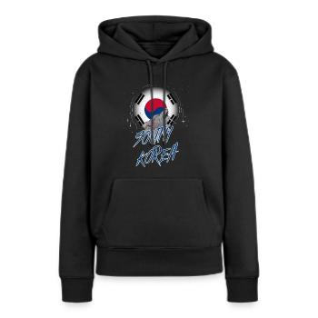 Corée du Sud - Sweat à capuche Premium bio Femme - noir - Devant - Julia (174cm)