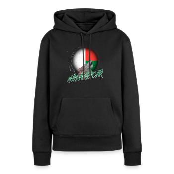 Macédoine - Sweat à capuche Premium bio Femme - noir - Devant - Julia (174cm)