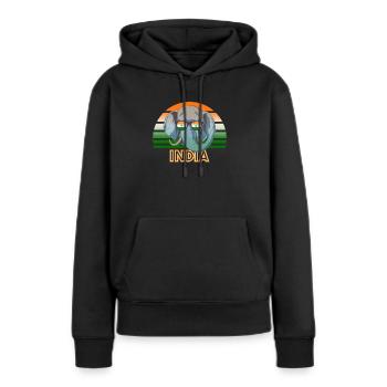 Indien - Frauen Premium Bio Hoodie - Schwarz - Vorne - Julia (174cm)