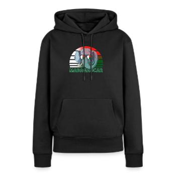 Macédoine - Sweat à capuche Premium bio Femme - noir - Devant - Julia (174cm)