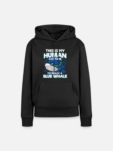 Blauwal - Frauen Premium Bio Hoodie - Schwarz