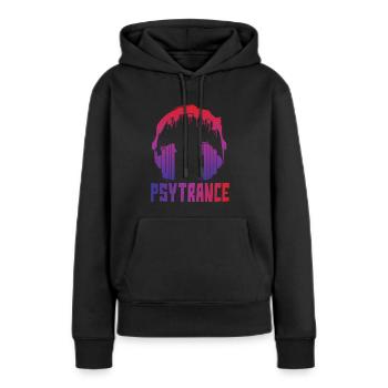 Casque psytrance Psytrance psychédélique - Sweat à capuche Premium bio Femme - noir - Devant - Julia (174cm)