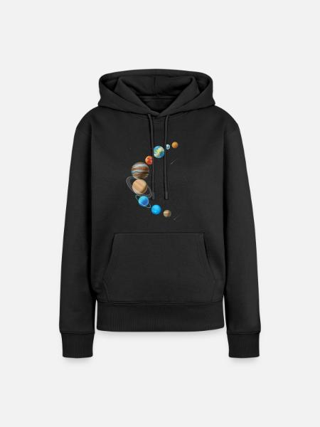 Weltraum Weltall Sonnensystem in Sichelform - Frauen Premium Bio Hoodie - Schwarz