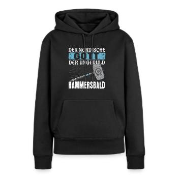Hammersbald Der nordische Gott der Ungeduld - Frauen Premium Bio Hoodie - Schwarz - Vorne - Julia (174cm)