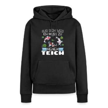 Aus dem Weg ich muss zu meinem Teich Koi Züchter - Frauen Premium Bio Hoodie - Schwarz - Vorne - Julia (174cm)
