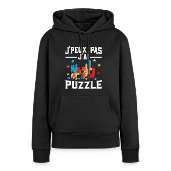Puzzle Puzzlestück Ich Kann Nicht Ich Habe Puzzlen - Frauen Premium Bio Hoodie - Schwarz - Vorne - Julia (174cm)