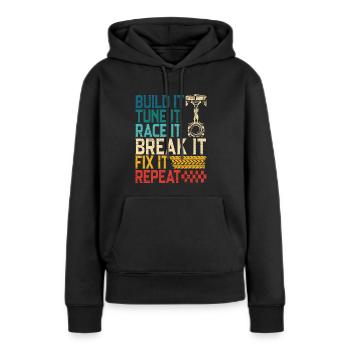 Build It Tune It Race It Break It Fix It Repeat - Sweat à capuche Premium bio Femme - noir - Devant - Julia (174cm)