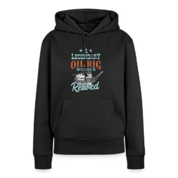Travailleur retraité des plates-formes pétrolières - Sweat à capuche Premium bio Femme - noir - Devant - Julia (174cm)