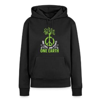 One Love One People One Earth World Day of Peace - Women’s Premium Organic Hoodie - black - Front - Julia (174cm)
