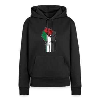 Palestine Fist Gift Patriote de la bande de Gaza - Sweat à capuche Premium bio Femme - noir - Devant - Julia (174cm)