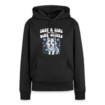 Fille Qui Adore Les Loups Géants - Sweat à capuche Premium bio Femme - noir - Devant - Julia (174cm)