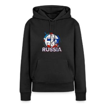 Russie - Sweat à capuche Premium bio Femme - noir - Devant - Julia (174cm)