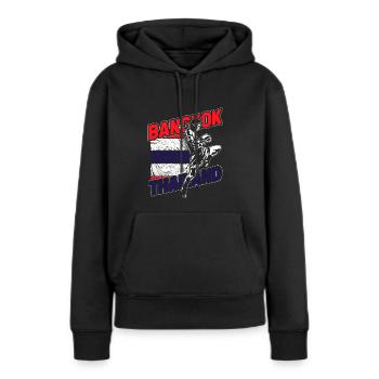 Thaïlande - Sweat à capuche Premium bio Femme - noir - Devant - Julia (174cm)