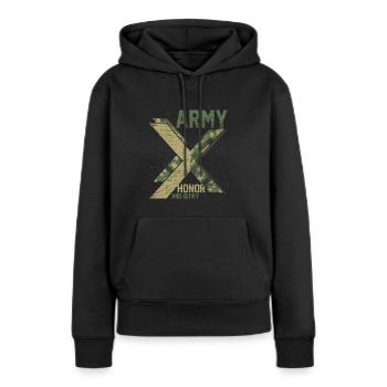 Soldat - Frauen Premium Bio Hoodie - Schwarz - Vorne - Julia (174cm)