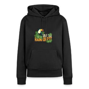 Rettet den Regenwald - Frauen Premium Bio Hoodie - Schwarz - Vorne - Julia (174cm)