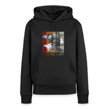 Biber - Frauen Premium Bio Hoodie - Schwarz - Vorne - Julia (174cm)