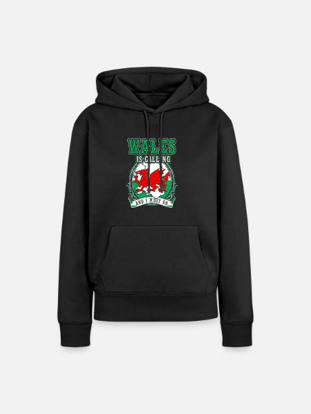 Wales - Frauen Premium Bio Hoodie - Schwarz