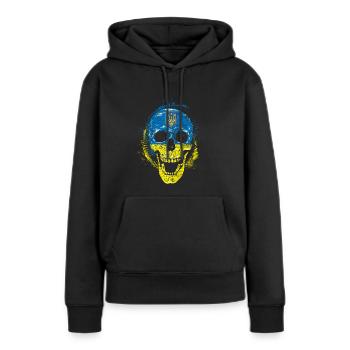 Ukraine Totenkopf Schädel Knochen Halloween - Frauen Premium Bio Hoodie - Schwarz - Vorne - Julia (174cm)